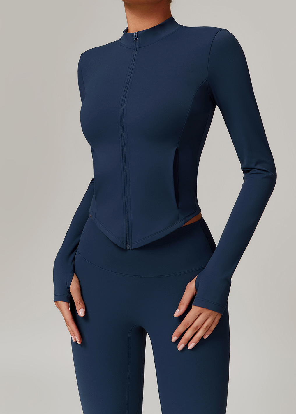 Customized Stand collar yoga wear fleece jacket