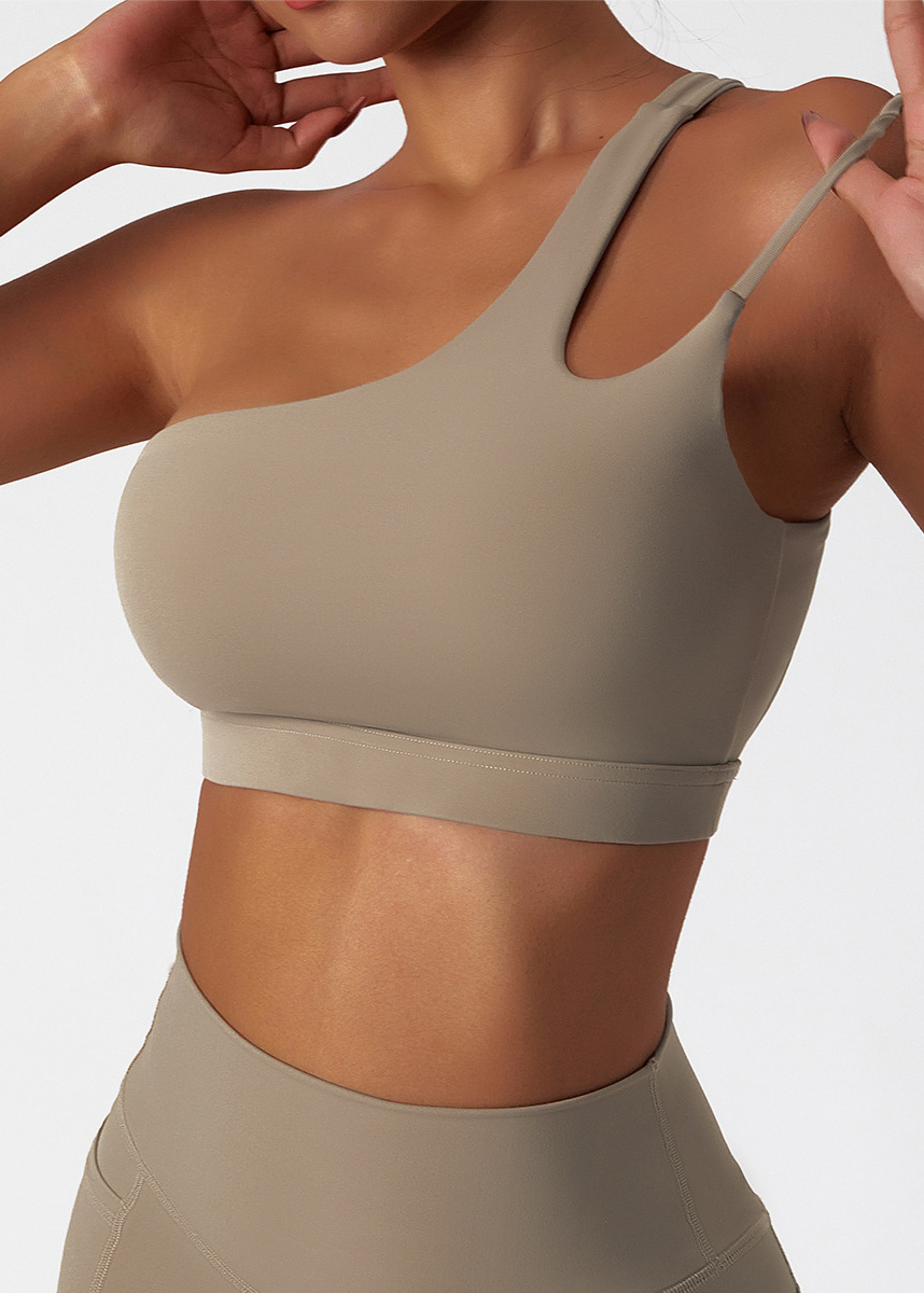 Customized Slanted One-Shoulder Shockproof Yoga Bra