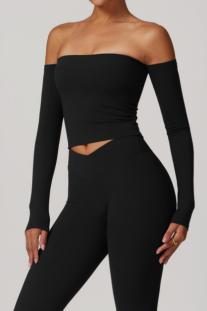 Customized Off-shoulder T-shirt long-sleeved yoga wear