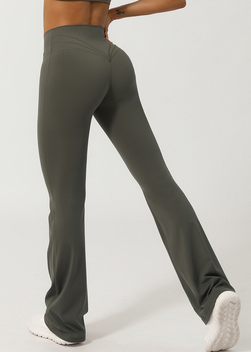 Customized V-waist crossover micro flare pants