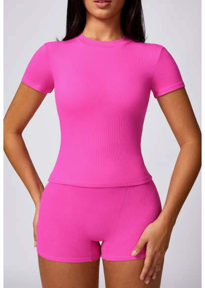 Customized Threaded Yoga Short Sleeve Fitness Top