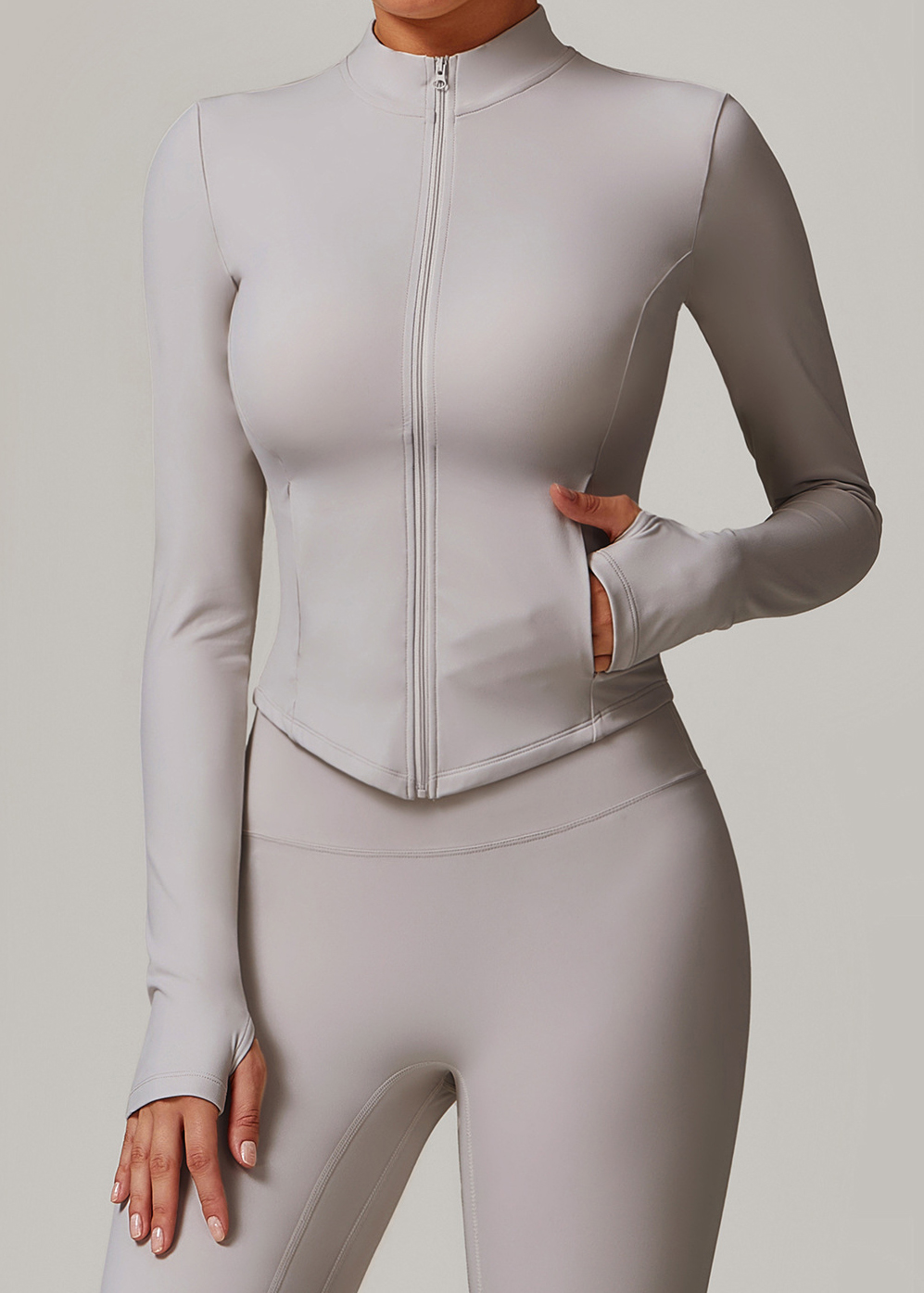 Customized Stand collar yoga wear fleece jacket