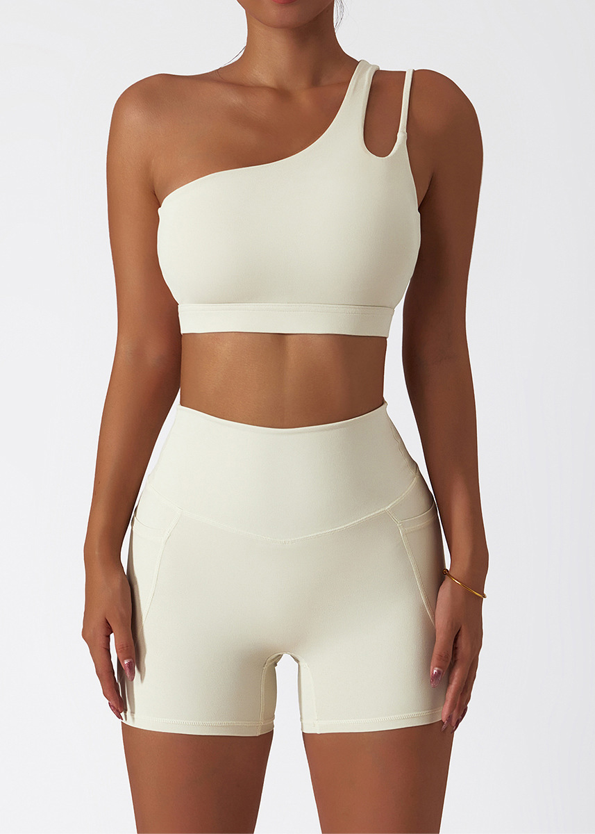 Customized Slanted One-Shoulder Shockproof Yoga Bra