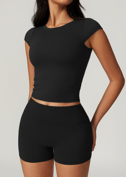 Customized Quick-drying raglan sleeve yoga short sleeve