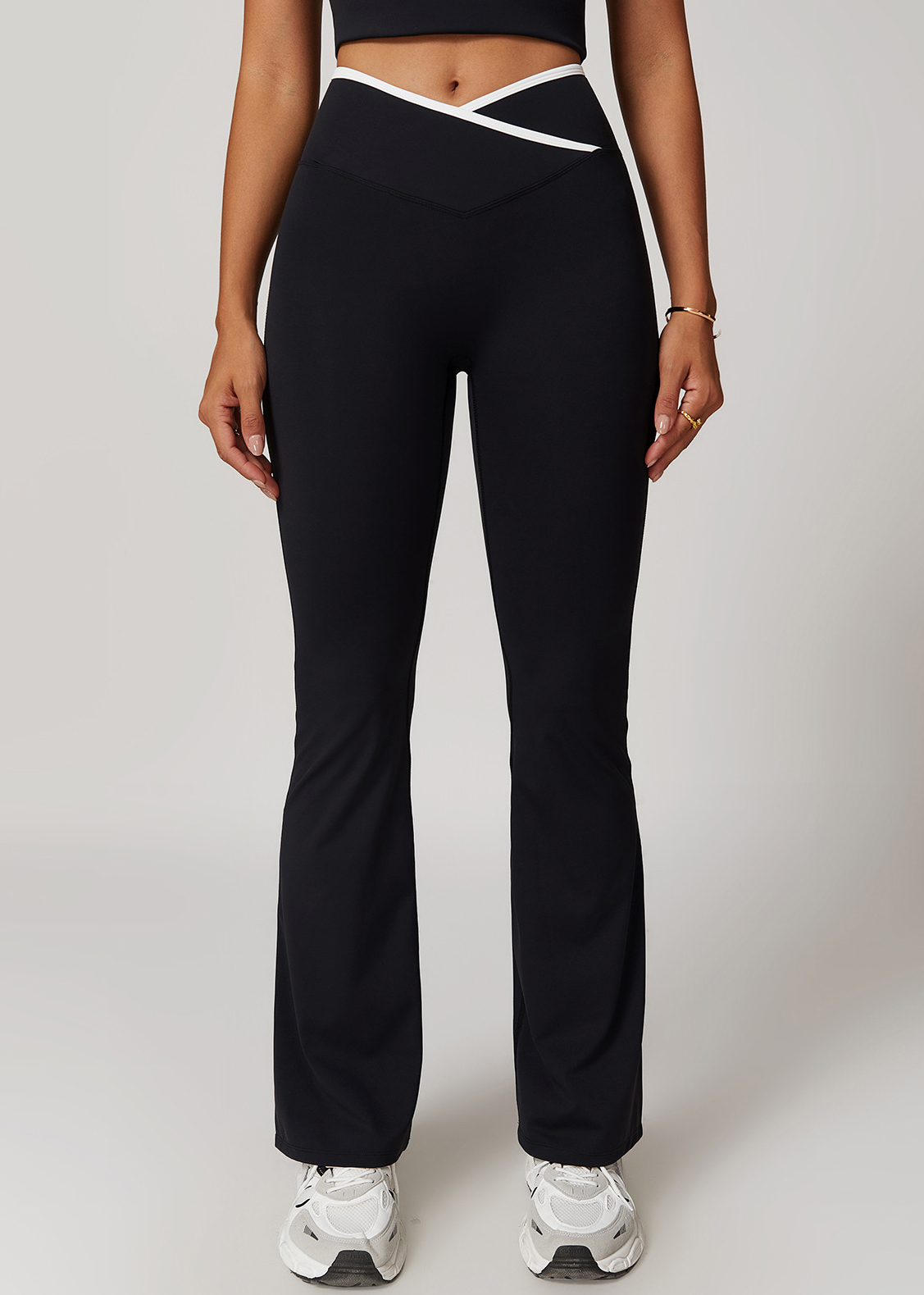 Customized Cross high waist wide leg flared pants