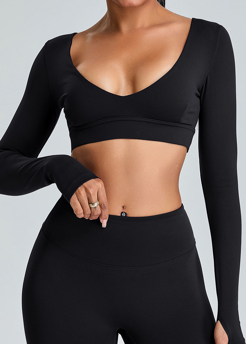 Customized Sexy V-neck long-sleeved yoga suit