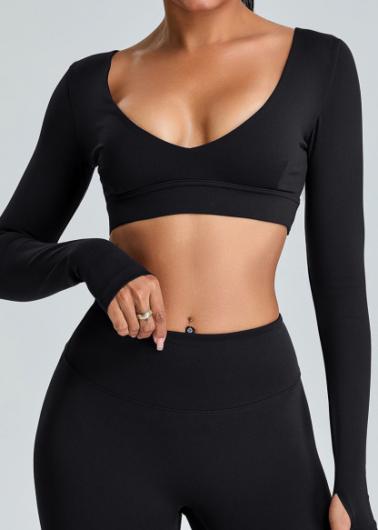Customized Sexy V-neck long-sleeved yoga suit