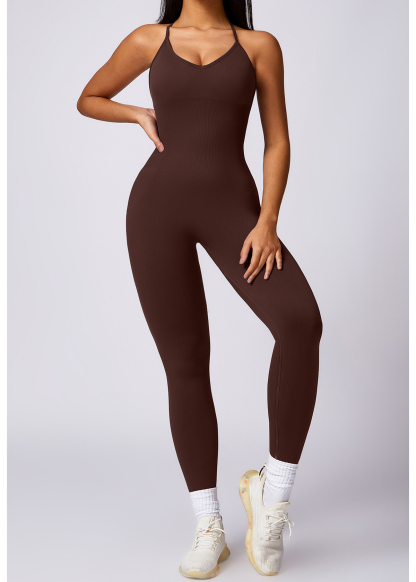 Customized Seamless One-piece Yoga Wear with Chest Pad