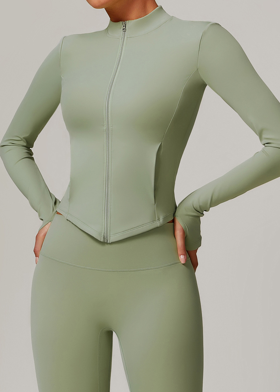 Customized Stand collar yoga wear fleece jacket