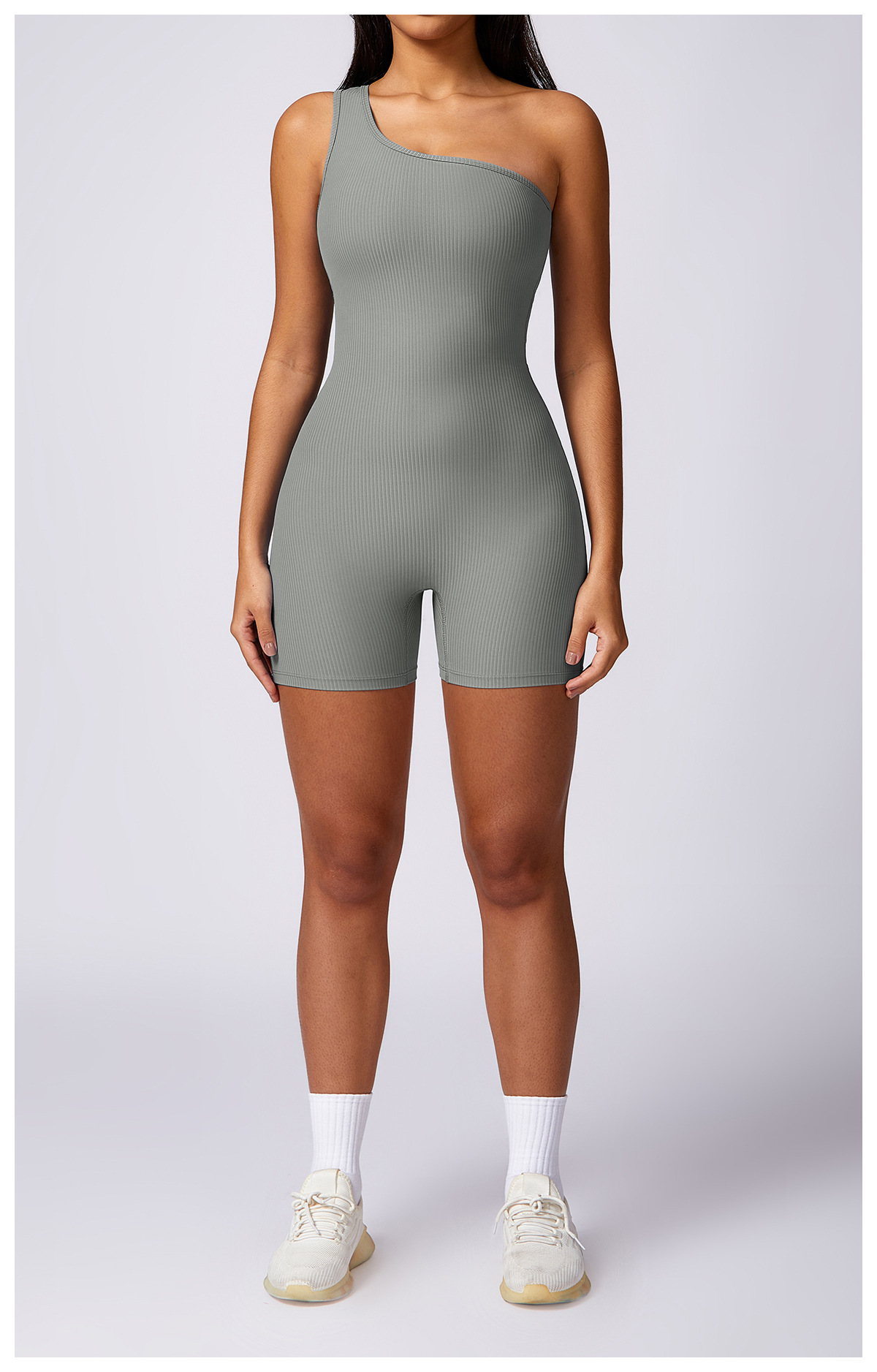 Customized Slanted One-Shoulder Athletic Tight Fitness Bodysuit