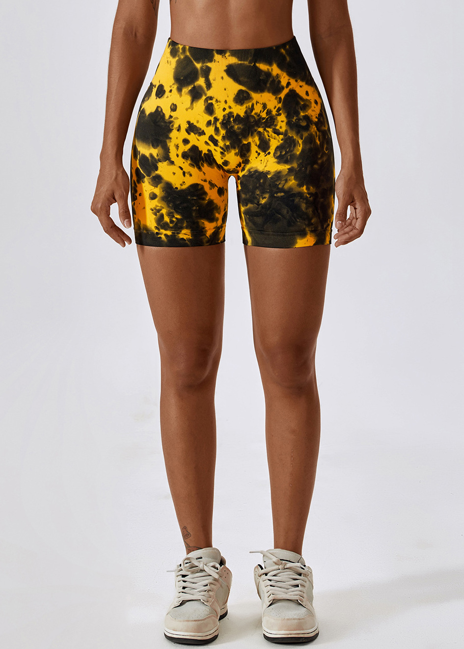 Customized Tie-Dye Seamless Yoga Shorts High Waisted Hip Lift