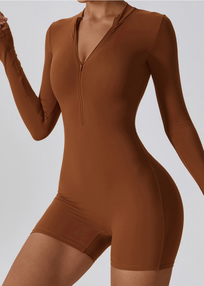 Customized Open Neck Zipper Long Sleeve Dance Jumpsuit