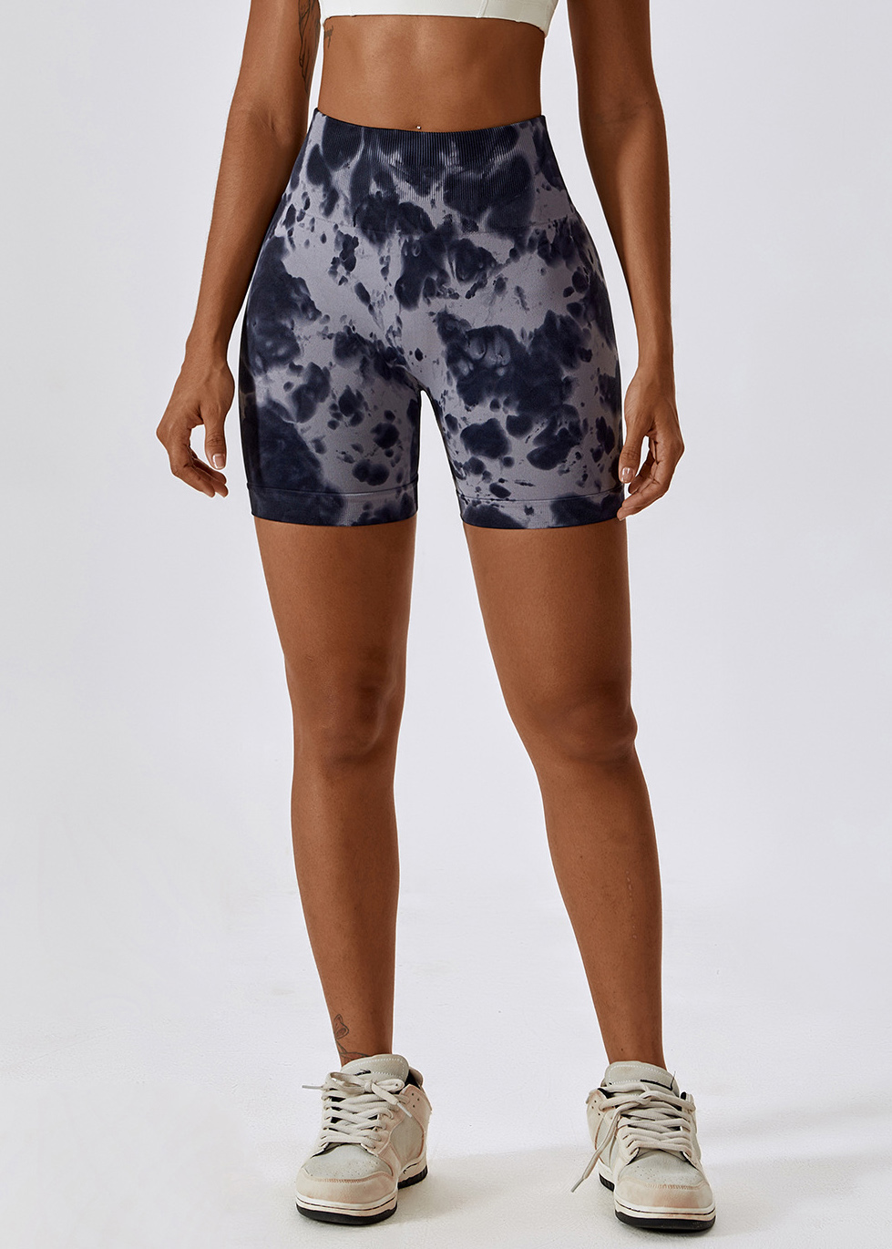 Customized Tie-Dye Seamless Yoga Shorts High Waisted Hip Lift