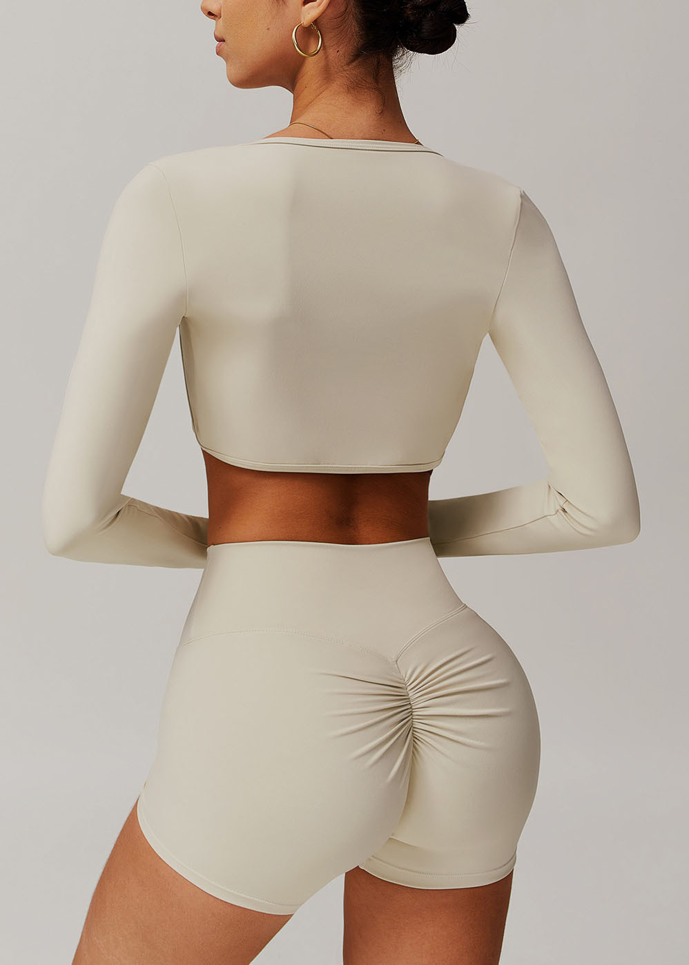 Customized Brushed Shawl Long Sleeve Yoga Wear