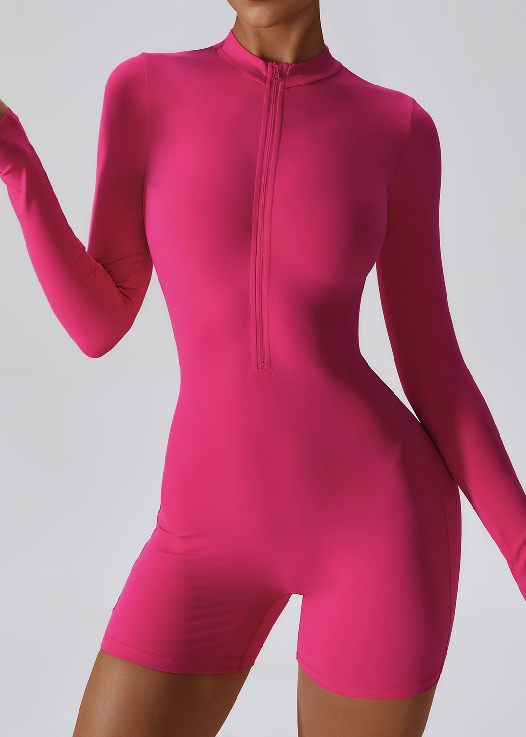 Customized Open Neck Zipper Long Sleeve Dance Jumpsuit