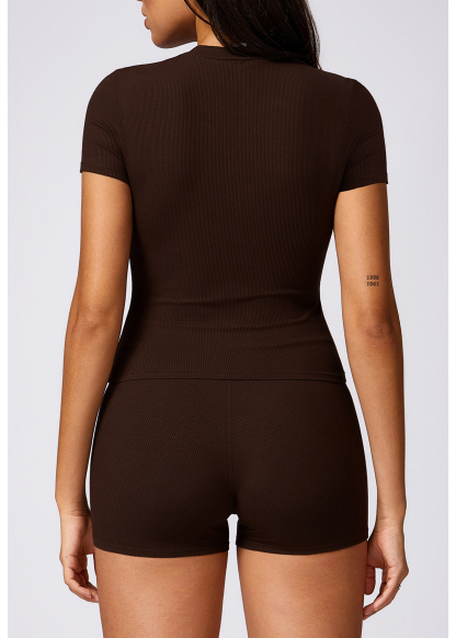 Customized Threaded Yoga Short Sleeve Fitness Top