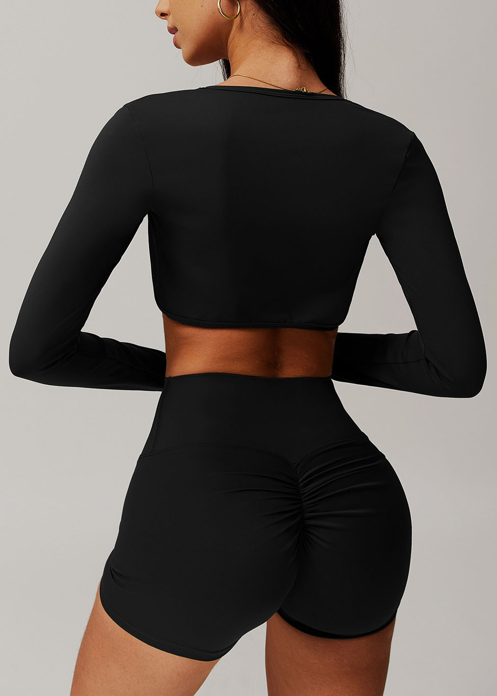 Customized Brushed Shawl Long Sleeve Yoga Wear