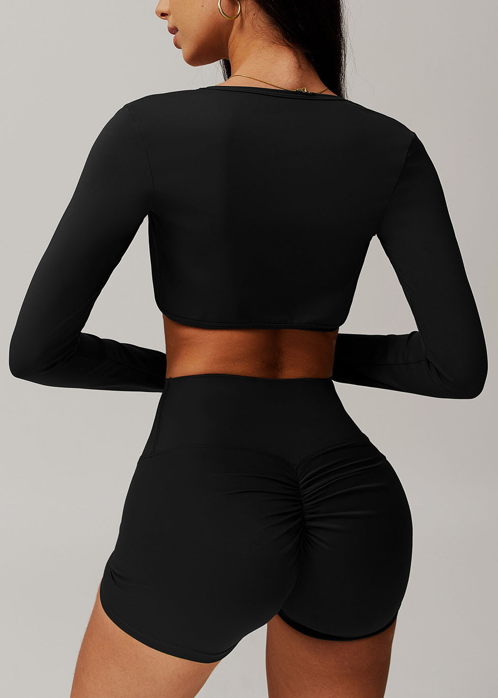 Customized Brushed Shawl Long Sleeve Yoga Wear