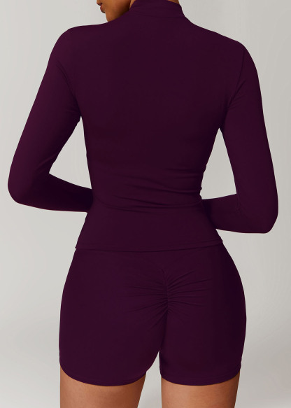 Customized Zipper long sleeve quick dry yoga suit