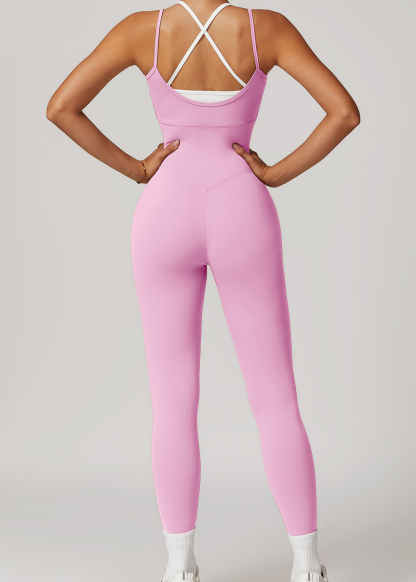 Customized Fake two-piece contrast color suspender sports jumpsuit