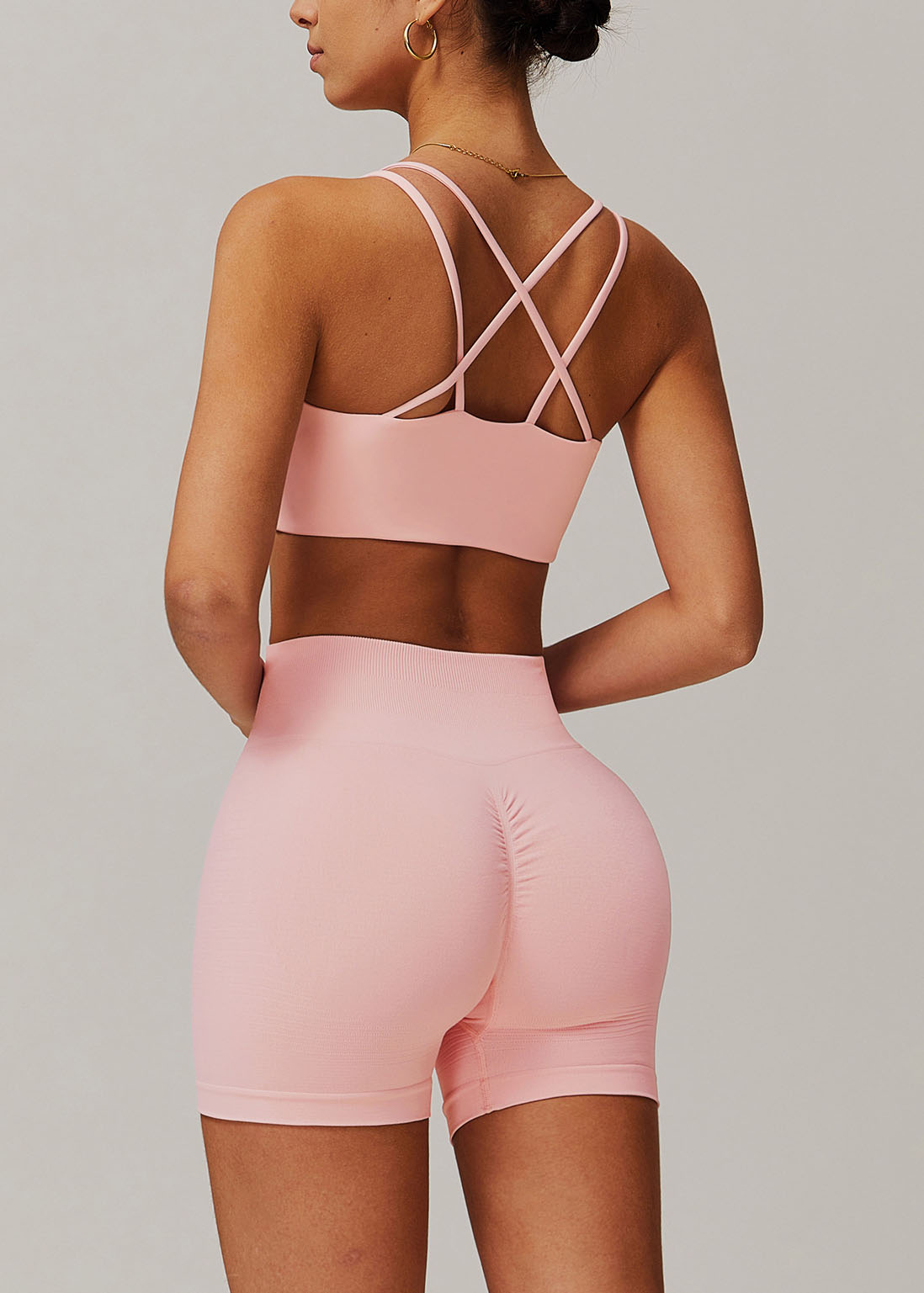 Customized Quick dry yoga shorts fake two piece