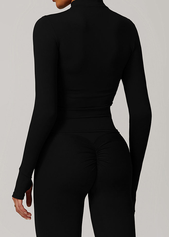Customized Zipper long sleeve quick dry yoga suit