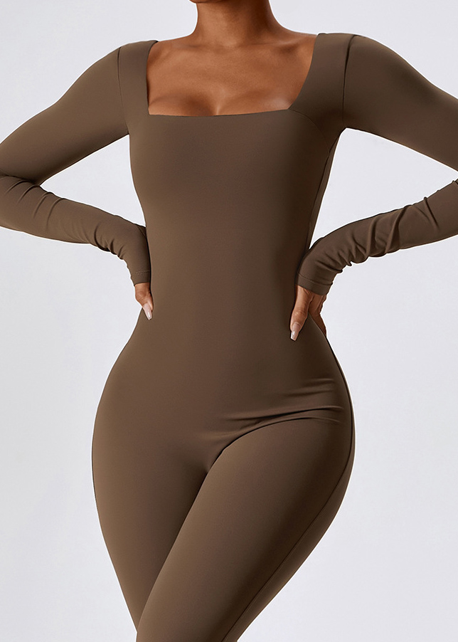 Customized Hip Lifting Long Sleeve Tight Fit One Piece Yoga Wear