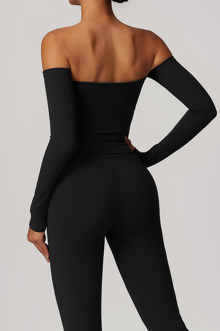 Customized Off-shoulder T-shirt long-sleeved yoga wear