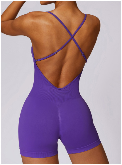 Customized Cutout Back Seamless Yoga Bodysuit