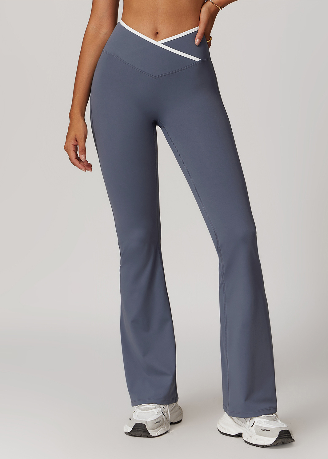 Customized Cross high waist wide leg flared pants