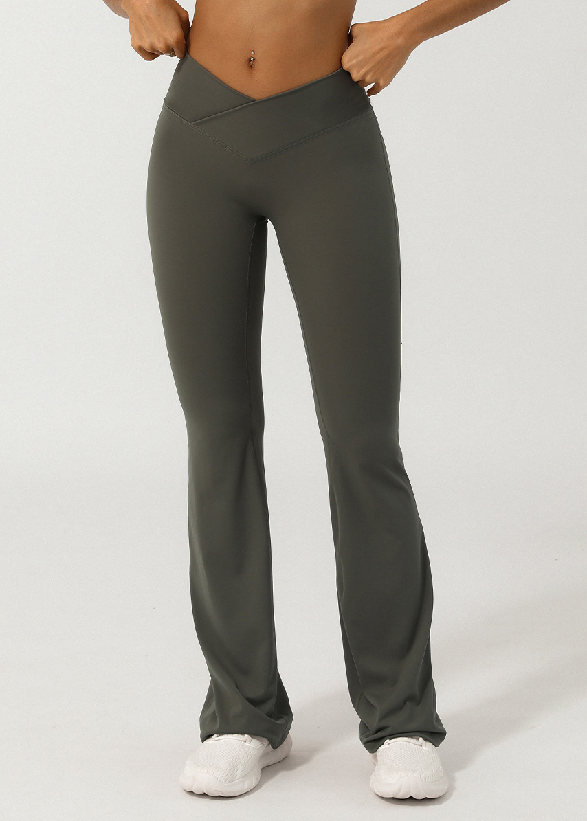 Customized V-waist crossover micro flare pants