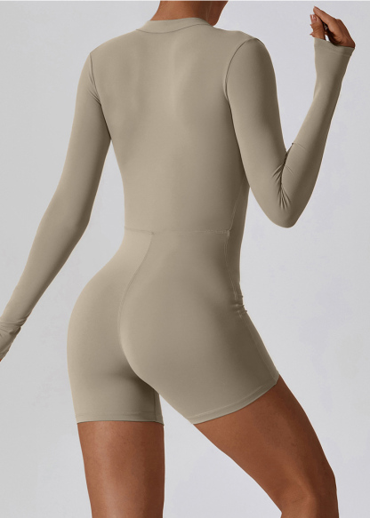 Customized Open Neck Zipper Long Sleeve Dance Jumpsuit