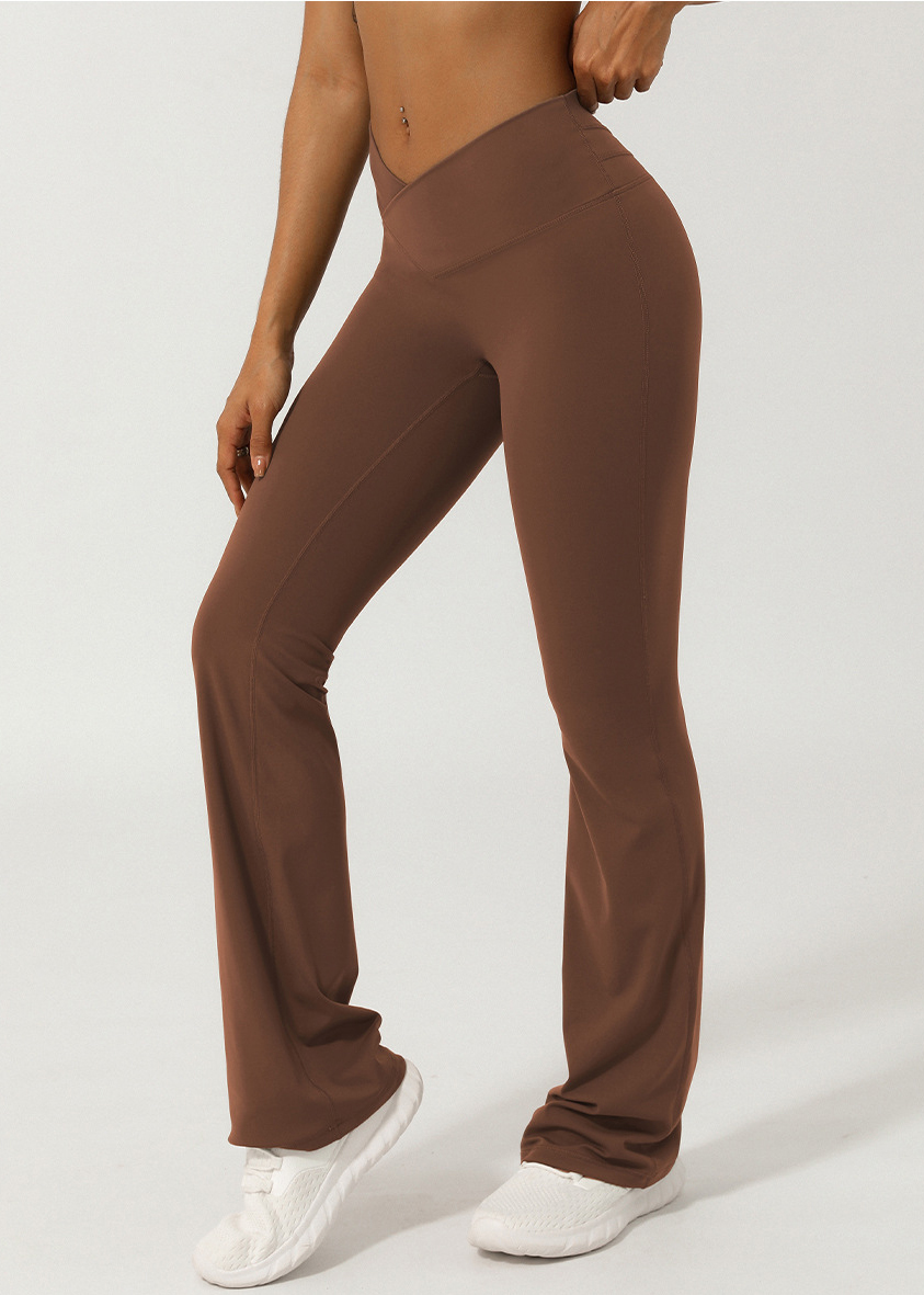 Customized V-waist crossover micro flare pants