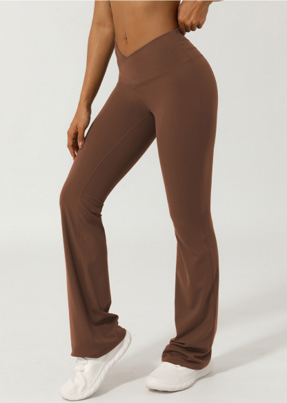 Customized V-waist crossover micro flare pants