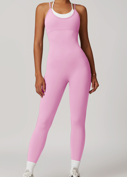 Customized Fake two-piece contrast color suspender sports jumpsuit