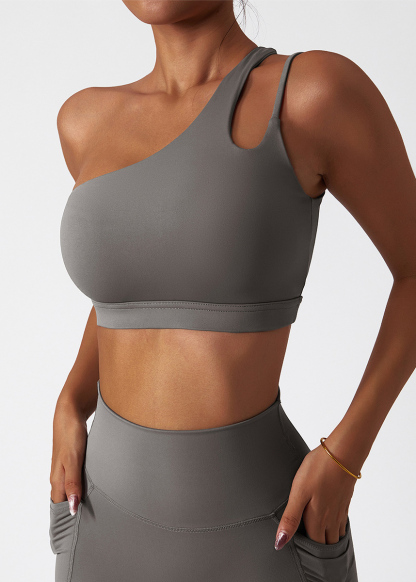 Customized Slanted One-Shoulder Shockproof Yoga Bra