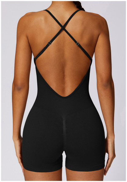 Customized Cutout Back Seamless Yoga Bodysuit