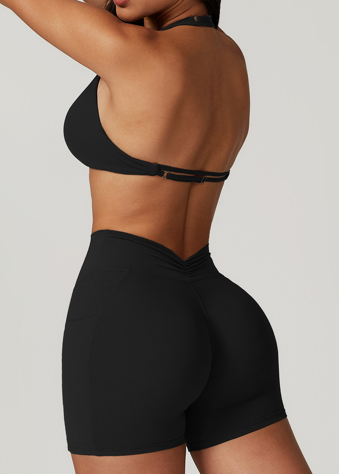 Customized Pocket High Waist Yoga Shorts 