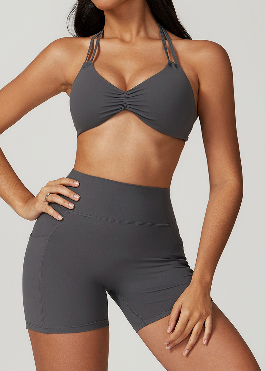 Customized Pocket High Waist Yoga Shorts 