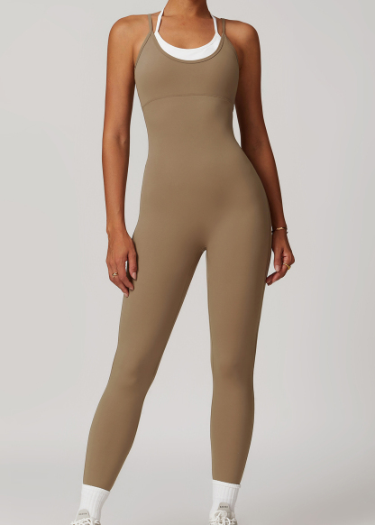 Customized Fake two-piece contrast color suspender sports jumpsuit