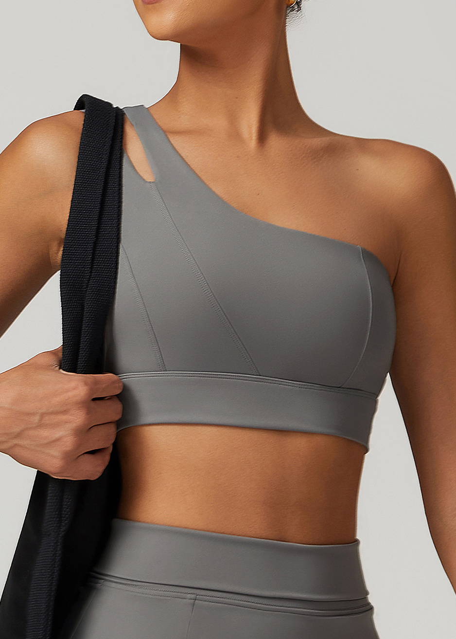 Customized Slanted One-Shoulder Back Yoga Bra