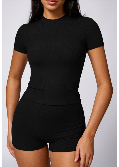 Customized Threaded Yoga Short Sleeve Fitness Top