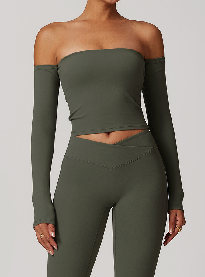 Customized Off-shoulder T-shirt long-sleeved yoga wear