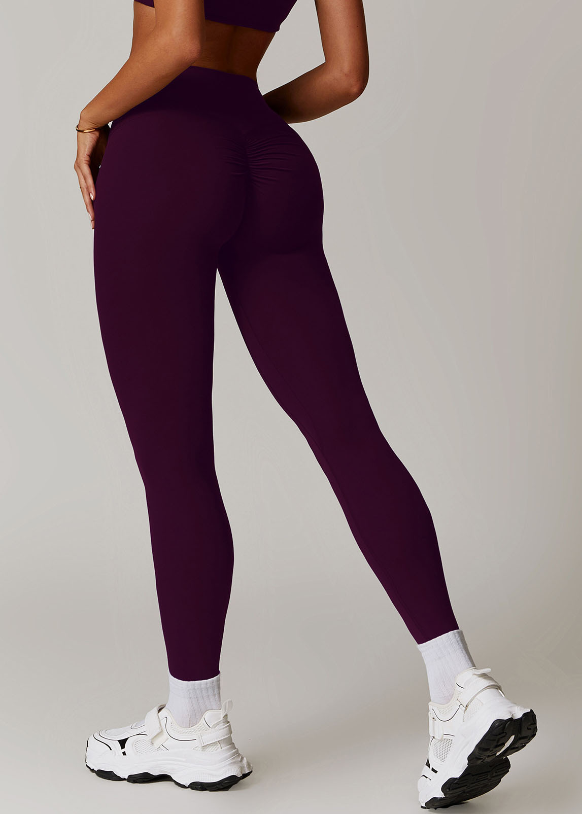 Customized Brushed tummy-controlling high-waisted fitness pants