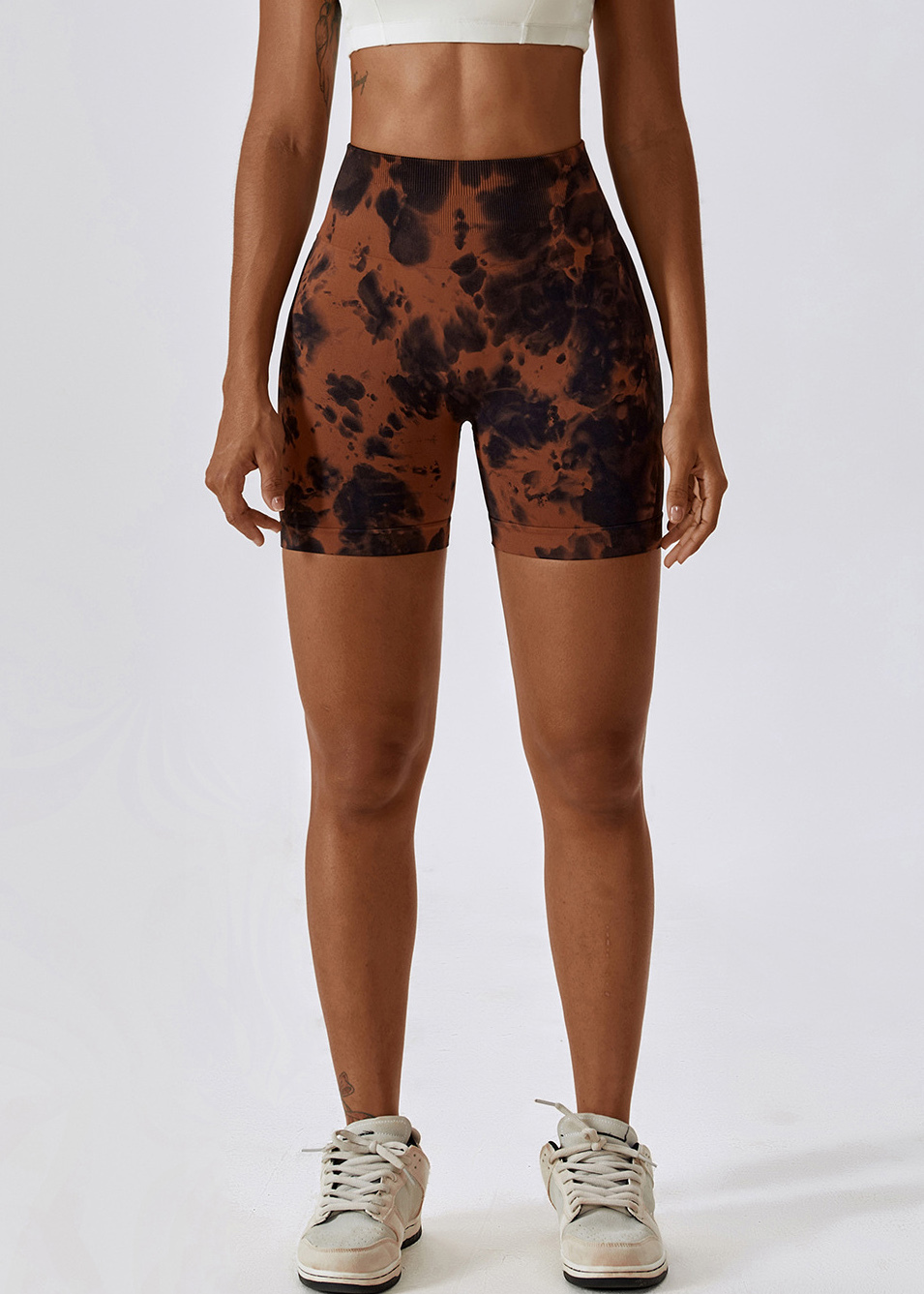 Customized Tie-Dye Seamless Yoga Shorts High Waisted Hip Lift