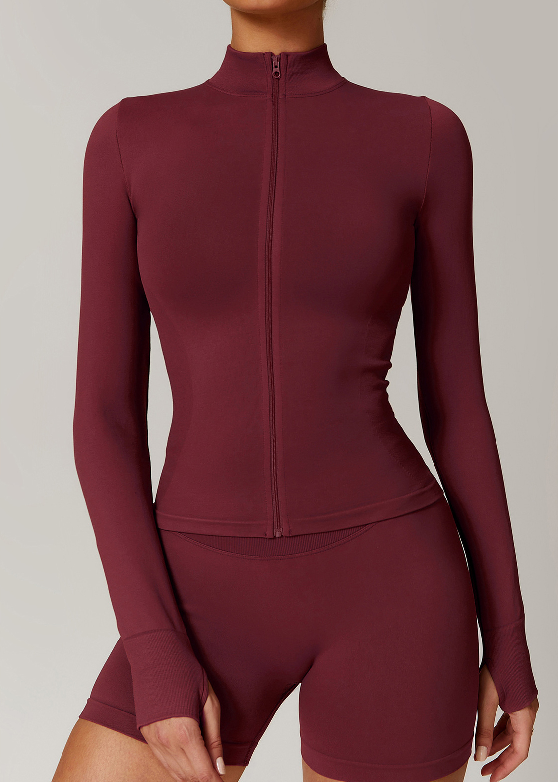 Customized Stand collar zipper yoga suit