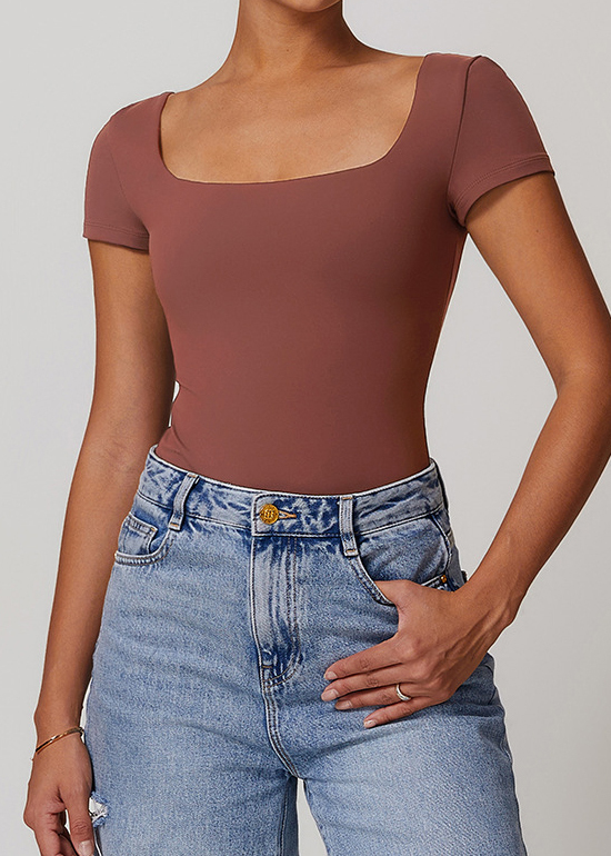 Customized Brushed Skinny Tunic Bodysuit