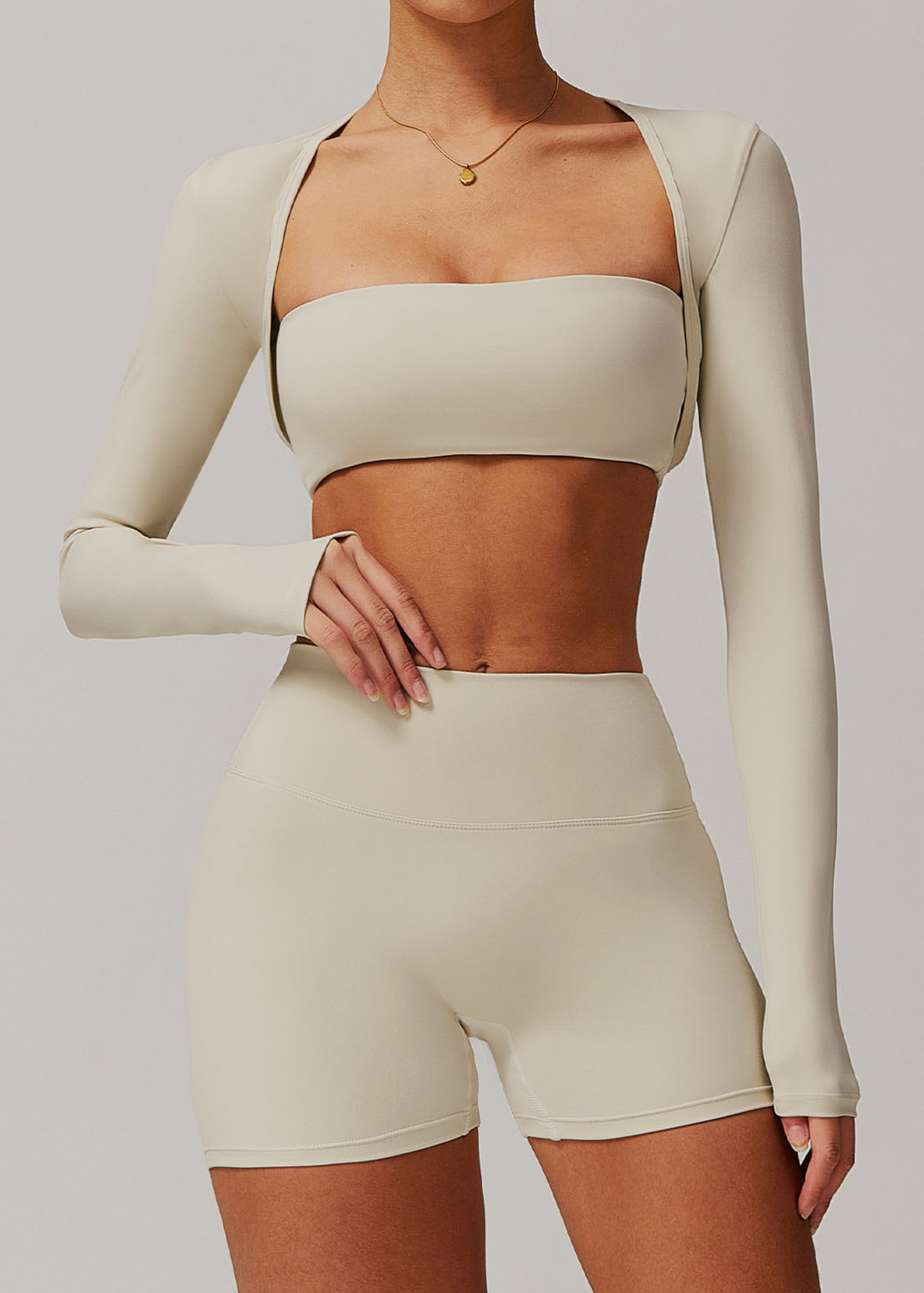 Customized Brushed Shawl Long Sleeve Yoga Wear