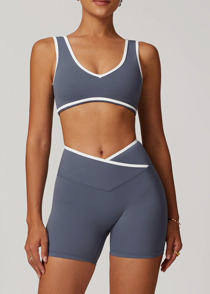 Customized Contrast color wide strap sports bra