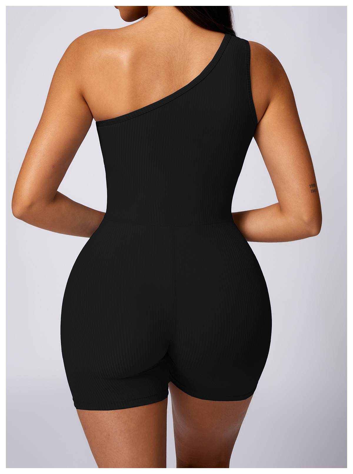 Customized Slanted One-Shoulder Athletic Tight Fitness Bodysuit